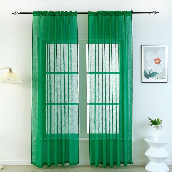 Tony's collection Christmas Faux Linen Semi Sheer Curtains 63", NEW - Picture 1 of 5